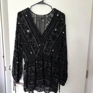 For Love and Lemons Black Lace Top